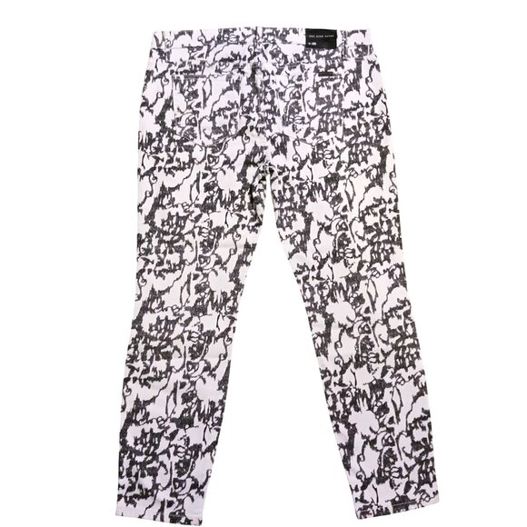 Joe's High Water Ankle Jeans Womens 32 White/Black Abstract Print Denim Pants - Picture 2 of 10